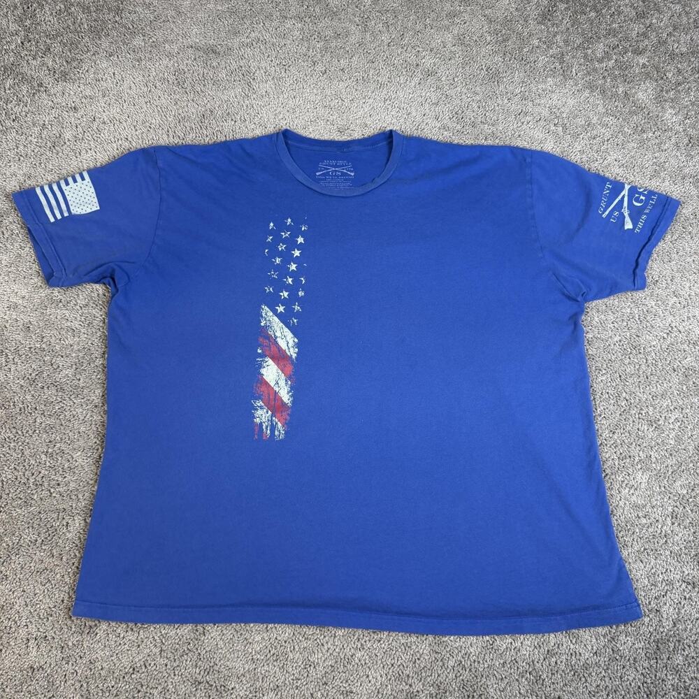 Grunt Style Shirt Mens 3XL Blue Patriotic Flag Graphic Crew Neck Cotton Tagless